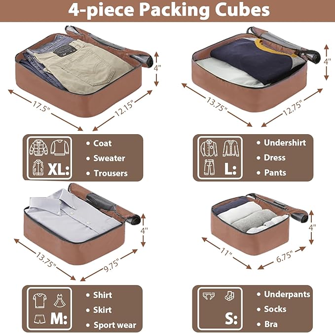 Merax Hardshell Luggage Sets 4 piece Lightweight Suitcases With Wheels TSA Lock Expandable (only 24”/28”) ABS Large Luggage Set(Blue)