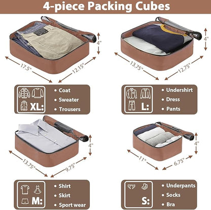 Merax Hardshell Luggage Sets 4 piece Lightweight Suitcases With Wheels TSA Lock Expandable (only 24”/28”) ABS Large Luggage Set(Blue)