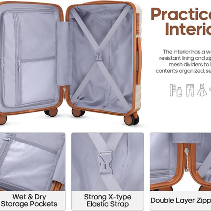 UKEIN Luggage Sets 3 Piece, Carry On Luggage 20In With Spinner Wheels,PC Hardside Suitcase Set with TSA Lock,Durable Carry On Suitcase With Travel Backpack...