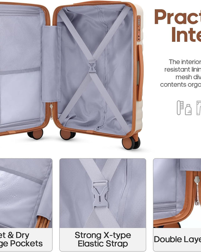 UKEIN Luggage Sets 3 Piece, Carry On Luggage 20In With Spinner Wheels,PC Hardside Suitcase Set with TSA Lock,Durable Carry On Suitcase With Travel Backpack...