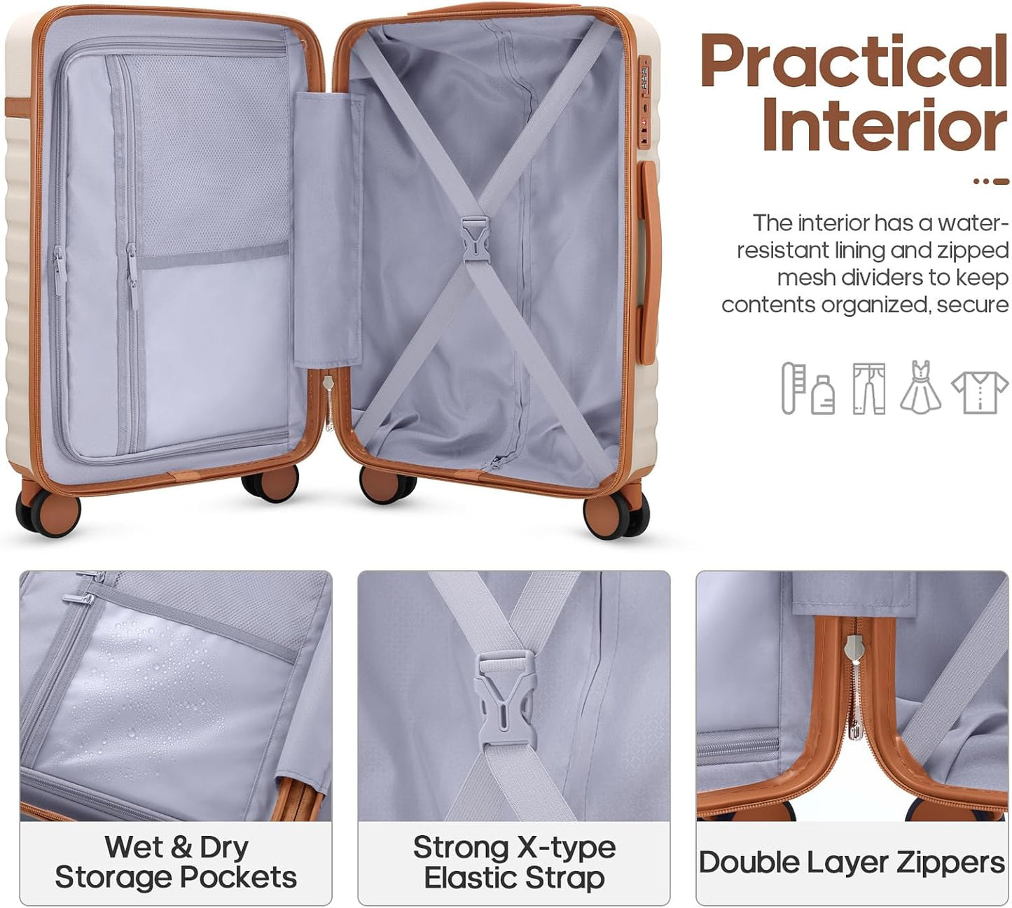 UKEIN Luggage Sets 3 Piece, Carry On Luggage 20In With Spinner Wheels,PC Hardside Suitcase Set with TSA Lock,Durable Carry On Suitcase With Travel Backpack...