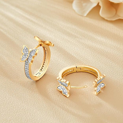 Bee Earrings for Women 18K Gold Plated Dainty Hypoallergenic Stud with Cubic Zirconia