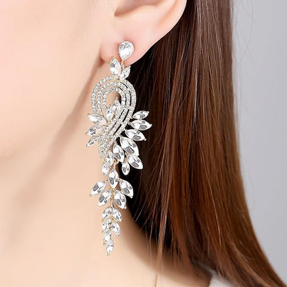 mecresh Marquise Crystal Bridal Chandelier Dangle Drop Earrings Ladies Gifts in Silver/Gold Tone