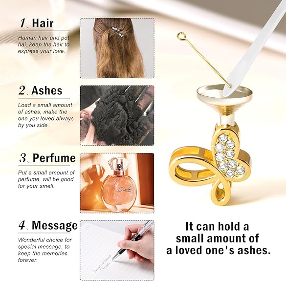 XIUDA Cremation Urn Necklace for Ashes with Crystal Butterfly Urn Jewelry Stainless Steel Memorial Keepsake Urn Pendant for Women