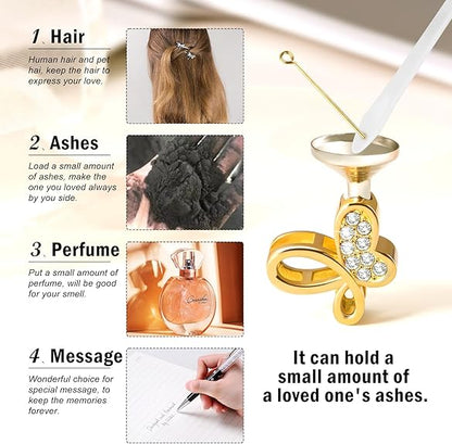 XIUDA Cremation Urn Necklace for Ashes with Crystal Butterfly Urn Jewelry Stainless Steel Memorial Keepsake Urn Pendant for Women