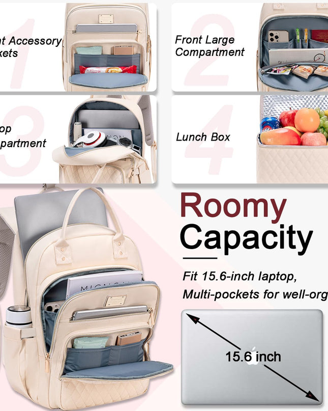 Weitars Lunch Backpack for Women,15.6 Inch Laptop Backpacks Travel Backpack for Women,Work Back pack,Teacher Nurse Back pack Insulated Lunch Bookbag Cooler Backpacks