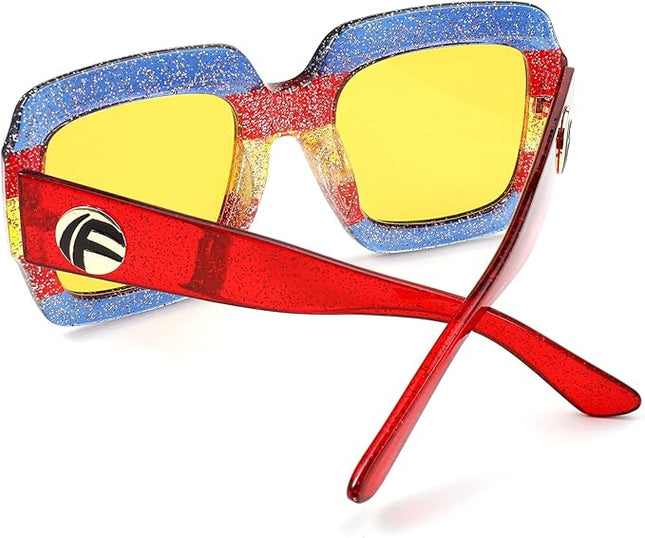 FEISEDY Retro Trendy Square Sunglasses for Women Oversized Stylish Inspired Shades Vintage Desinger Sunglasses B2276