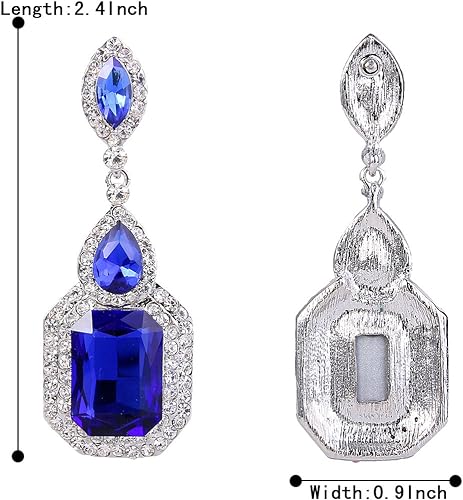 BriLove Women's Wedding Bridal Crystal Emerald Cut Infinity Figure 8 Chandelier Dangle Earrings