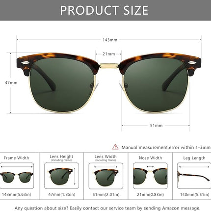 SUNGAIT Classic Half Frame Retro Sunglasses with Polarized Lens