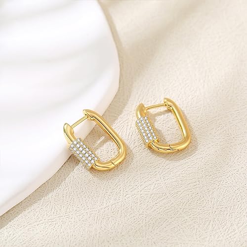 14K Gold Hoop Earrings for Women Hypoallergenic Chunky Hoop Earrings Lightweight Gold Plated