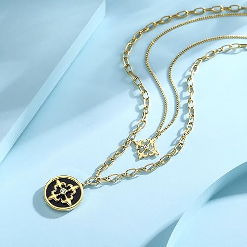 Layered Necklaces for women Necklaces for Women Fashion Pendant Layering Necklace Coin Necklaces Trendy Lightweight Choker Chain Necklace（N3-06）