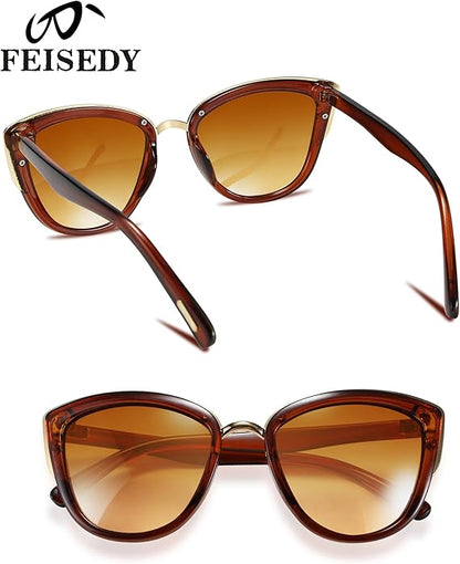 FEISEDY Cateye Sunglasses Women Vintage Cat Eye Female Ladies Sun Glasses B2498