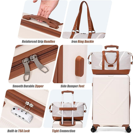 Luggage Sets 5 Piece, Suitcases With Wheels, Lightweight Travel Luggage Set With TSA Lock, ABS Hardshell Carry On Suitcase Set, White