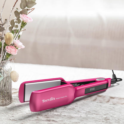 Terviiix Flat Iron Hair Straightener, 2 Inch Widest Ceramic Flat Iron for Hair, Professional Straightening Irons with Adjustable Temp, Fast Styling for Silky Smooth Hair, Dual Voltage, Auto Off, Pink