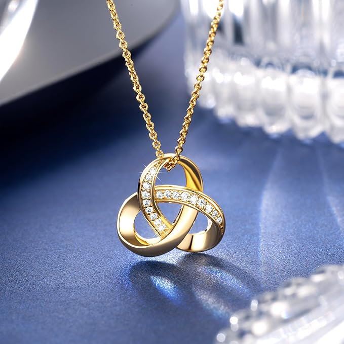 14K Gold Necklaces for Women Trendy Love Knot Infinity Necklace Pendant Necklace for Women Diamond Necklace