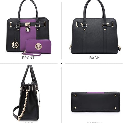 Dasein Women Ladies Handbags Purses Top Handle Satchel Tote Work Bag Shoulder Hobo Bag with Wallet Set 2pcs