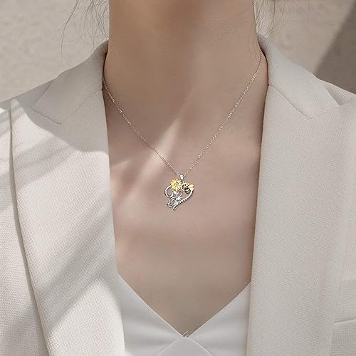 Bee Necklace 925 Sterling Silver Honeycomb Daisy Flower Pendant Necklaces for Women Christmas Gifts for Girls