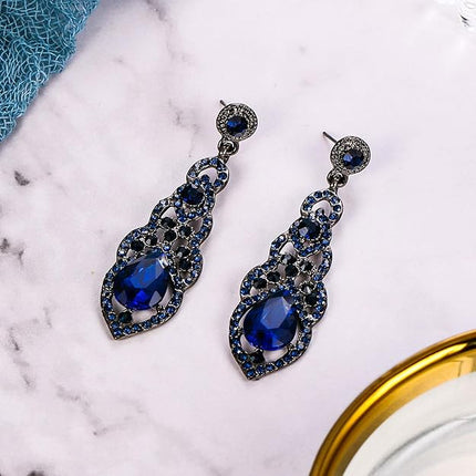 BriLove Women's Wedding Bridal Crystal Art Deco Teardrop Hollow Chandelier Dangle Earrings