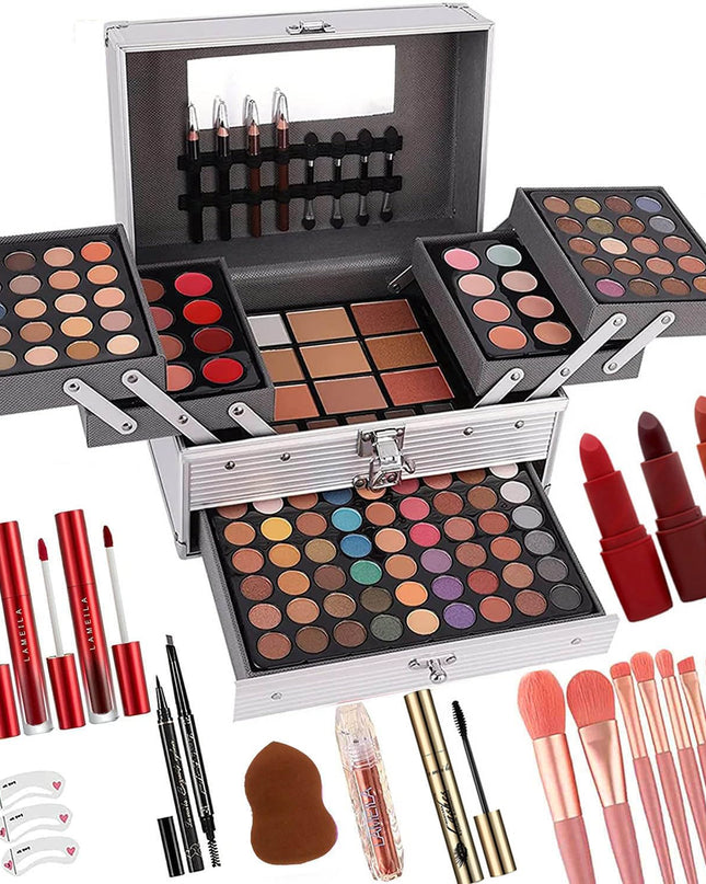 UNIFULL 132 Color All- In- One Makeup For Women Full Kit,Professional Makeup Kit,Makeup Gift Set for Women,Girls&Teens,Include eyeshadow/lipstick/concealer/Lip Gloss/Eyeliner/Mascara（006N2-Silver）