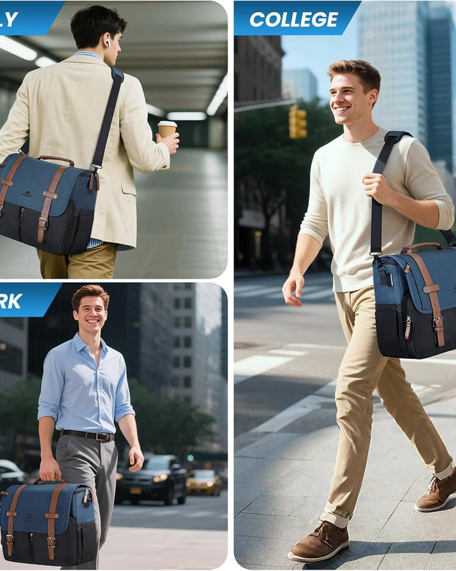 MATEIN Messenger Bag for School with USB Charging Port, Large Crossbody Satchel 15.6 inch Student College Laptop Bags with Shoulder Strap, Water Resistant Work Computer Briefcase for Office Commuting