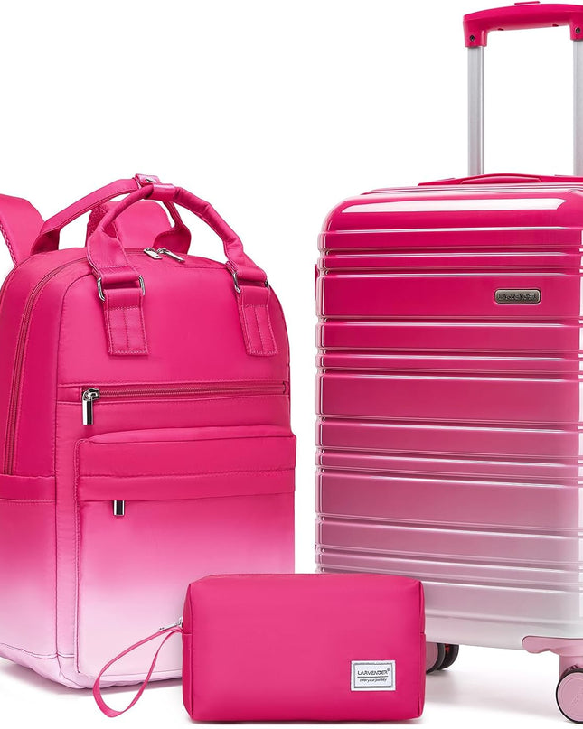 LARVENDER Carry on Luggage Sets 3 Piece, 20 Inch Suitcases, Berry Sparkling