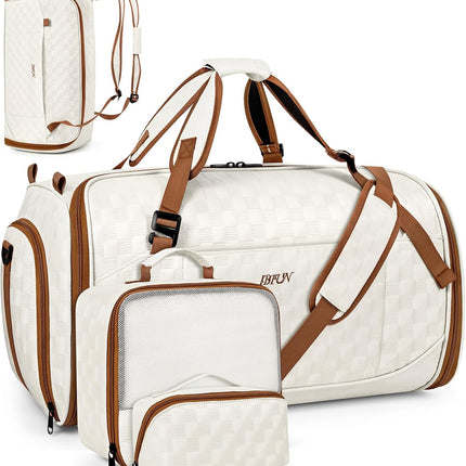 Convertible Garment Bags for Travel - Carry on Garment Duffle Bag with Backpack Straps for Men Women, 4 in 1 Large Travel Duffel Bags with Shoes Compartment Hanging Suit Dress Weekender Bag 3pcs Set
