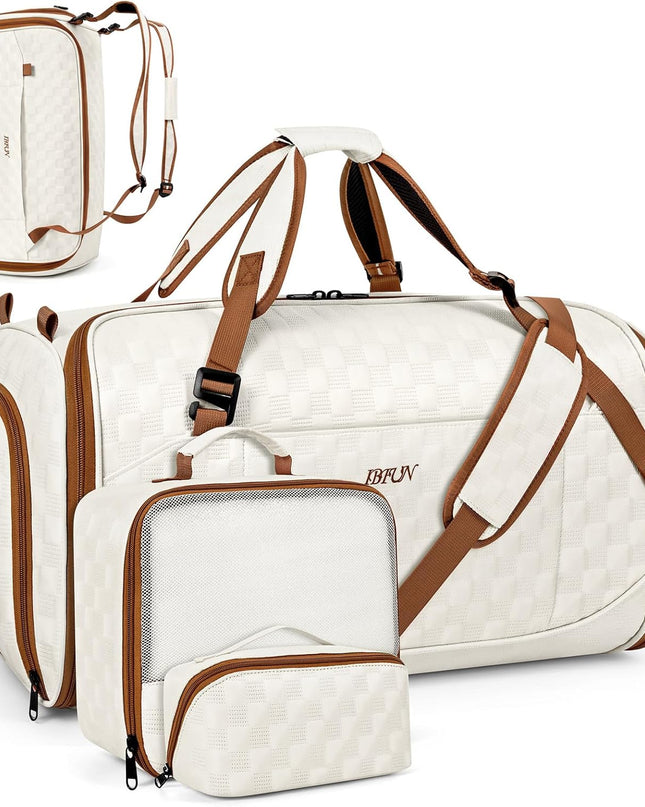 Convertible Garment Bags for Travel - Carry on Garment Duffle Bag with Backpack Straps for Men Women, 4 in 1 Large Travel Duffel Bags with Shoes Compartment Hanging Suit Dress Weekender Bag 3pcs Set