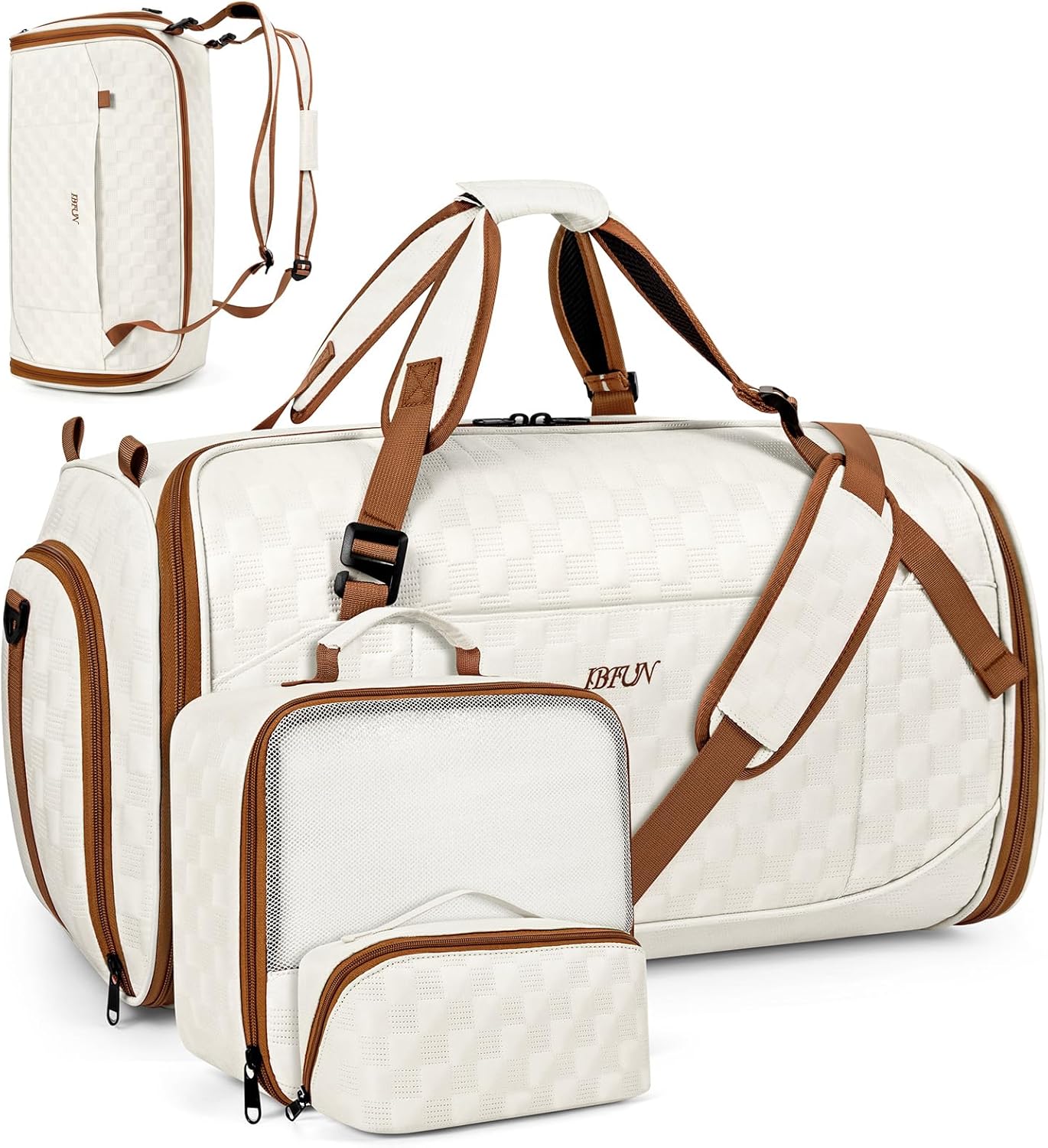 Convertible Garment Bags for Travel - Carry on Garment Duffle Bag with Backpack Straps for Men Women, 4 in 1 Large Travel Duffel Bags with Shoes Compartment Hanging Suit Dress Weekender Bag 3pcs Set