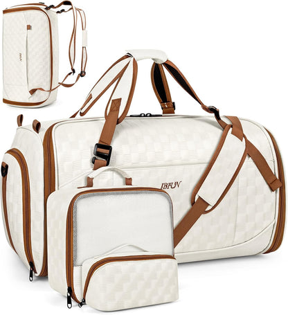 Convertible Garment Bags for Travel - Carry on Garment Duffle Bag with Backpack Straps for Men Women, 4 in 1 Large Travel Duffel Bags with Shoes Compartment Hanging Suit Dress Weekender Bag 3pcs Set