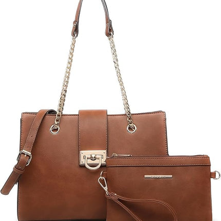 Dasein Leather Handbag Tote Hobo Bag for Women Shoulder Purse Top Handle Satchel Bag with Matching Clutch