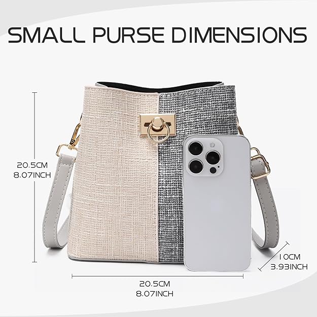 PINCNEL Cross Body Bag Purses for Women - PU Leather Crossbody Bucket Bag with Adjustable Shoulder Strap, Multiple Pocket