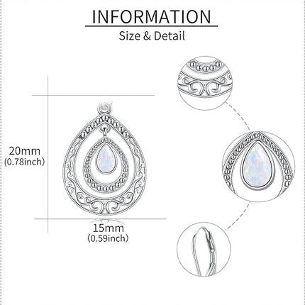 Opal Earrings 925 Sterling Silver Filigree Leverback Dangle Drop Bohemian Opal Jewelry Gifts for Women Girls
