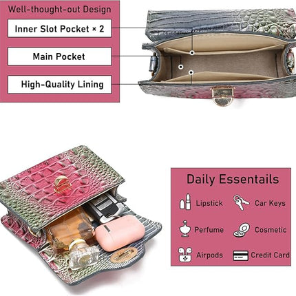 Chic Women Crocodile Leather bags Mini Top-Handle Clutch Compact Evening Bag Stylish Accessory for Essentials