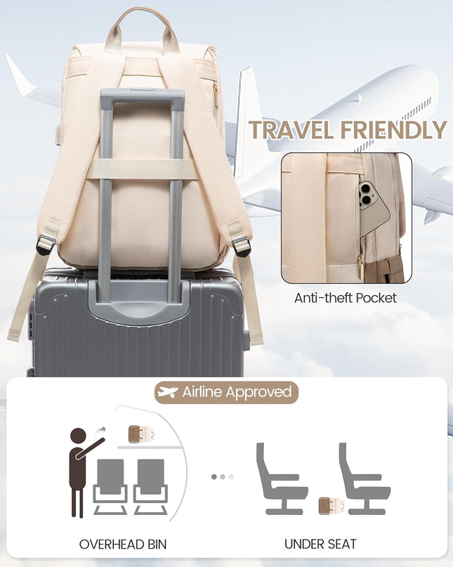 LOVEVOOK Laptop Backpack for Women Vintage Travel Backpack Purse Airline Approved 15.6 Inch Large Computer Backpack Fashion Teacher Nurse Bag for Work Business College