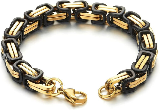 COOLSTEELANDBEYOND Mens Women New Stainless Steel Braided Link Bracelet Polished