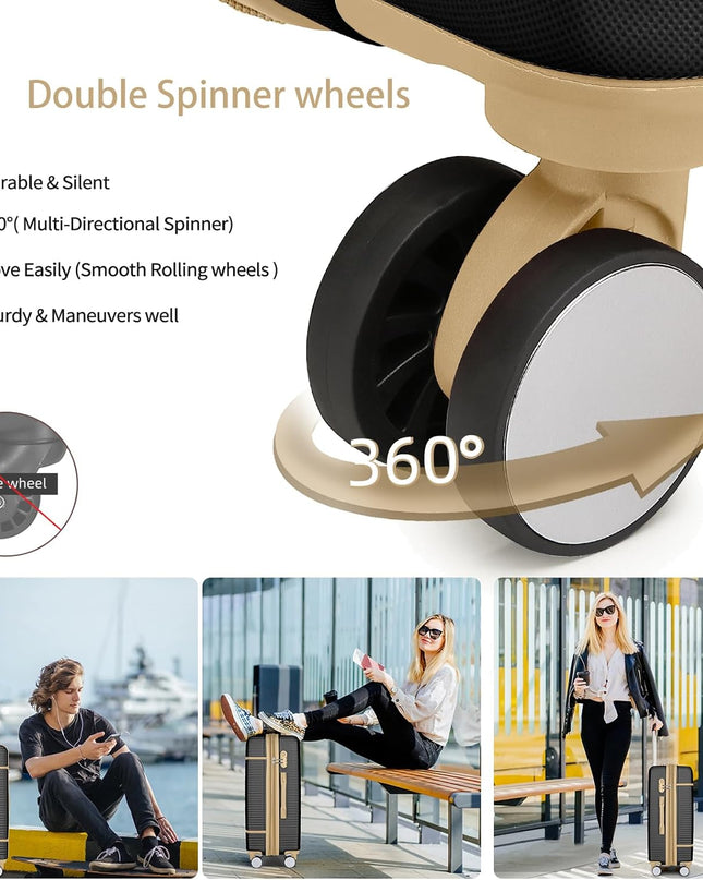 LARVENDER Luggage Sets 6 Piece with Duffel Bag, Expandable(Only 28 & 24") Hardside Luggage with Cosmetic Case 360° Spinner Wheels, Durable Luggage Set Clearance For Women Men, Black