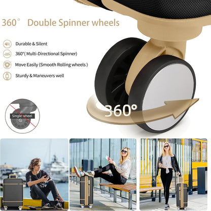 LARVENDER Luggage Sets 6 Piece with Duffel Bag, Expandable(Only 28 & 24") Hardside Luggage with Cosmetic Case 360° Spinner Wheels, Durable Luggage Set Clearance For Women Men, Black