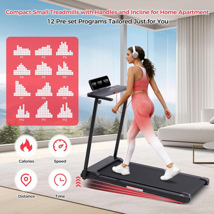KASSADIN Portable Treadmills for Home Small, Walking Pad with Handle Bar