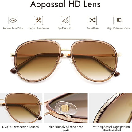 Retro Aviator Sunglasses for Women 70s Double Bridge Sunnies AP3688