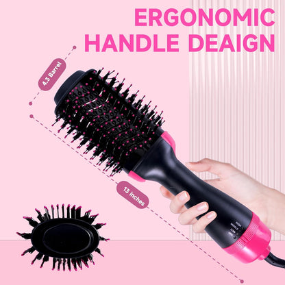 4-in-1 Hair Dryer Brush - Ionic Ceramic Titanium Brush Blow Dryer Hot Air Styler for Frizz-Free Blowouts, Salon Volumizer & Straightener with ALCI Safety Plug, 3 Heat Settings Hot Air Styler