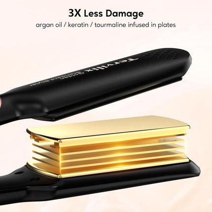 Flat Iron Hair Straightener by Terviiix - Ceramic & Tourmaline for Smooth, One-Swipe Results, Salon-Grade Wide 1-3/4 Inch Straightening Iron Gently Straightens Thick, Curly, Black & Natural Hair