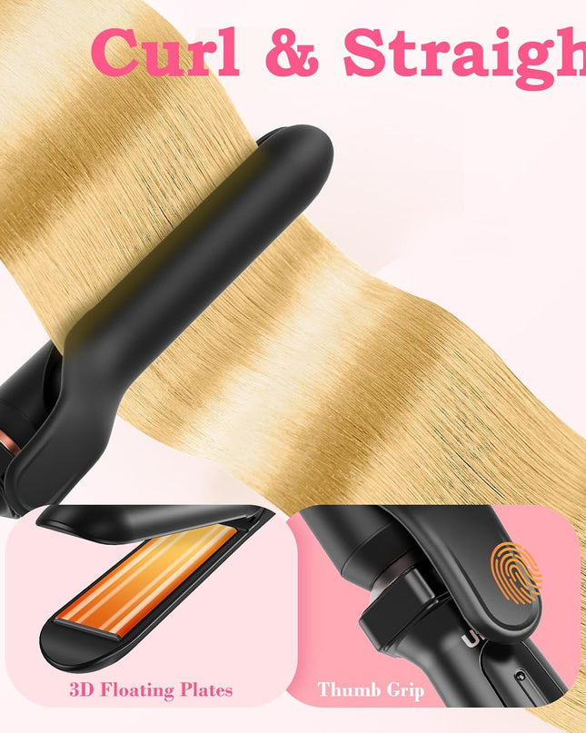 Ufree 5 in 1 Curling Iron with Interchangeable Ceramic Barrels (0.35"-1.25"), Curling Wand Set with Flat Iron Hair Straightener, Instant Heat Up, Dual Voltage Hair Curler, Gifts for Women