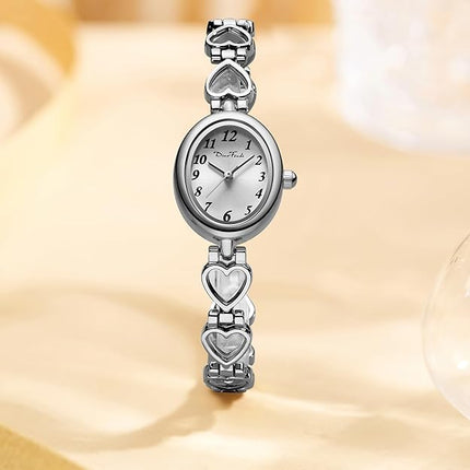 Diaofendi Petite Gold Watches for Women Vintage Bracelet Wrist Watch Luxury Ladies Oval,Fashion Dress Quartz Watch with Tools Include,Waterproof