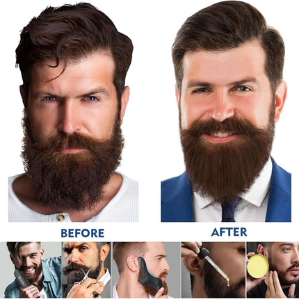 Beard Straightener Kit for Man- Heated Grooming Beard Brush, Beard Balm,Comb,Beard Growth Oil, Value Gift Set for Fathers Day,No-Scald,for Soft,Thick,Curly Beard,Prevent Damage
