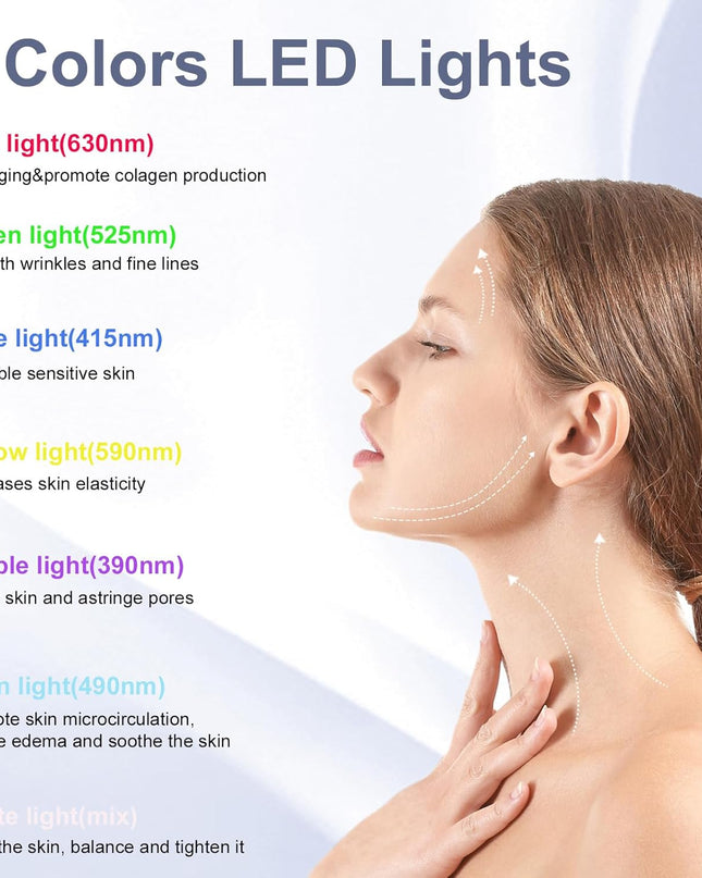 Facial Massager,7 Color LED Light Therapy for Face and Neck, Portable Beauty Skin Care Tools