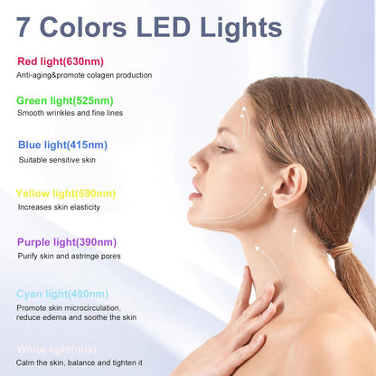 Facial Massager,7 Color LED Light Therapy for Face and Neck, Portable Beauty Skin Care Tools
