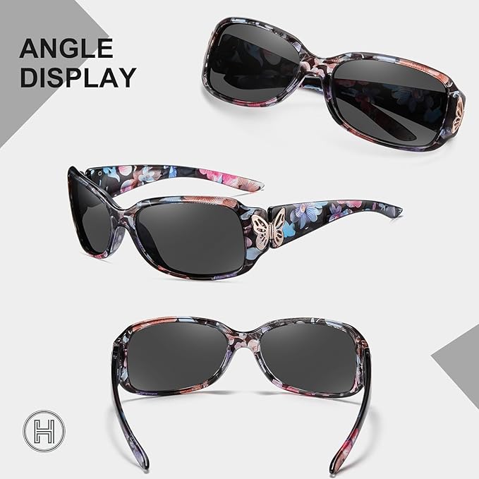 HAOLOTA Women's Polarized Sunglasses - Fashionable Wraparound Butterfly Design with UV400 Protection