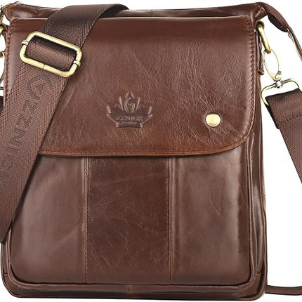 Genuine Leather Messenger Bag, Sling Bag Crossbody Shoulder Bags for Travel Work Business