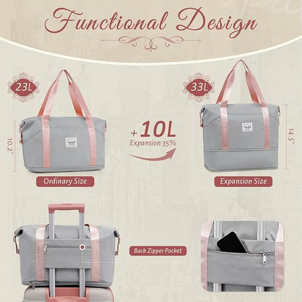 TAKUMI Luggage Sets 5 Piece Lightweight Carry On luggage with Duffel Bag ABS+PC Hardshell Suitcases with YKK zippers Double Spinner Wheels Travel Luggage with TSA Lock(GREY PINK, 5 PIECE SET)