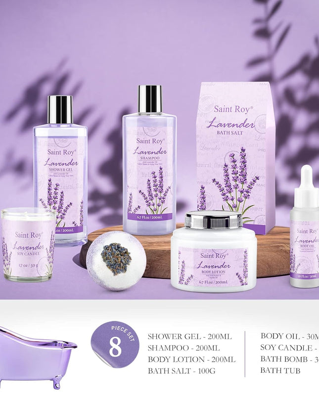 Lavender scented gifts for mom Spa Gift Baskets for Woman - spa baskets for women gift Lavender Gifts for Women, Bath Set, Christmas Gifts for Ladies, Home Spa Kit Gifts for Her, Mothers Day